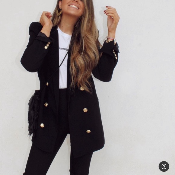 ZARA | NWT SHOULDER PAD DOUBLE BREASTED BLAZER BLOGGERS’S FAVORITE - Picture 2 of 14